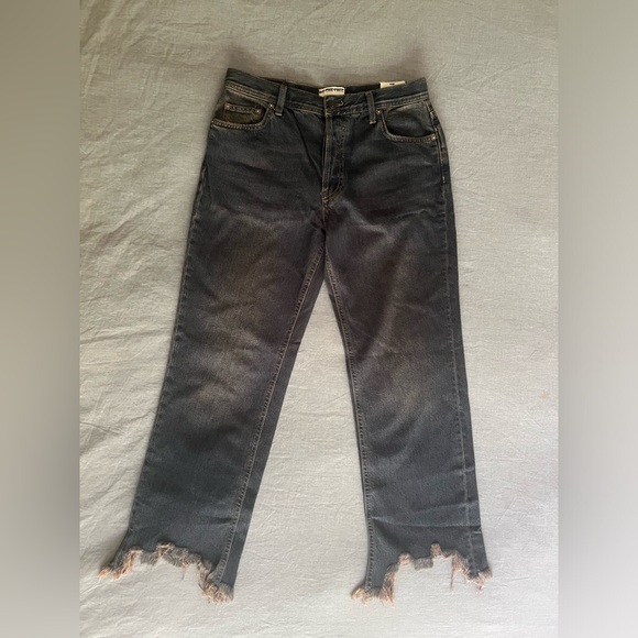 Free People Maggie Distressed Mid-rise Straight-Jeans Size 27 Back Alley Blue - Picture 10 of 15
